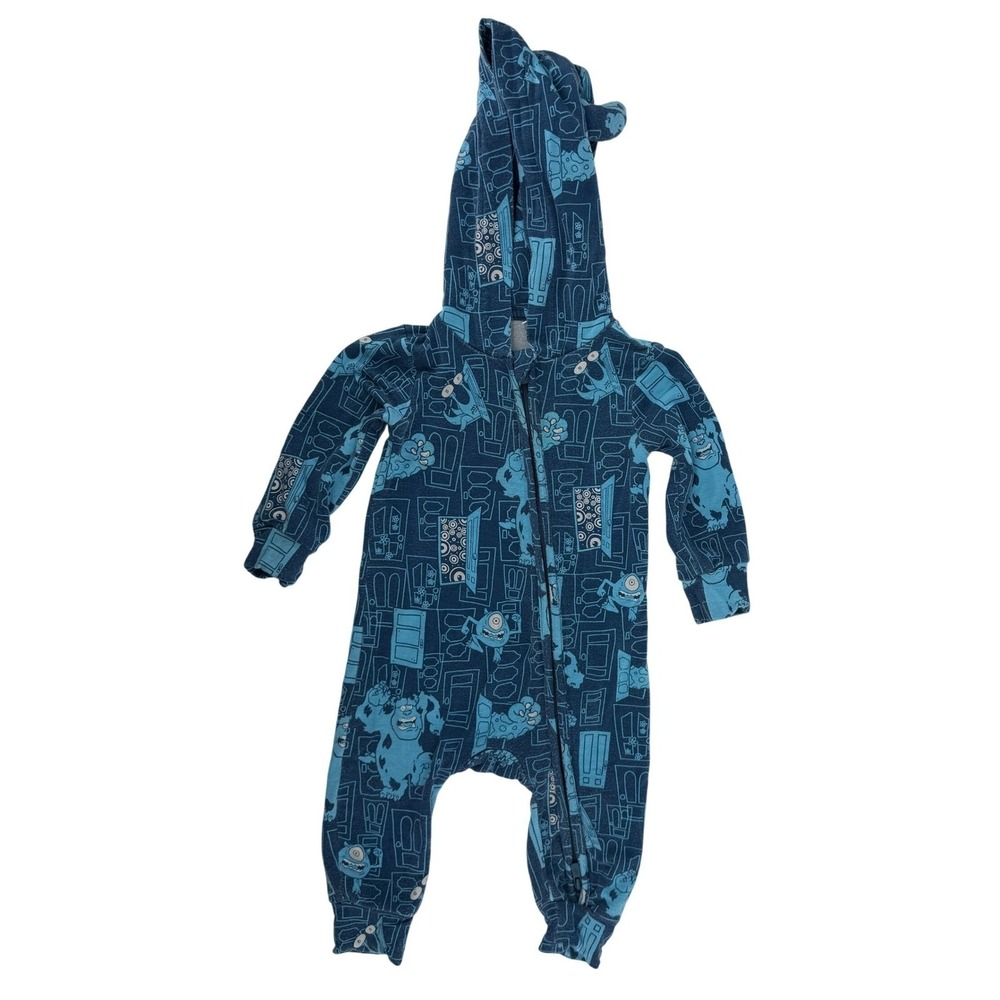 Posh Peanut Disney Monster's Inc French Terry Hooded Romper Baby 6-9 Months Glow